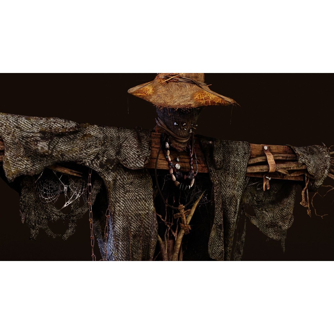 Scarecrow 3D Model – Low Poly Game Asset, PBR Textures, FBX - View 5