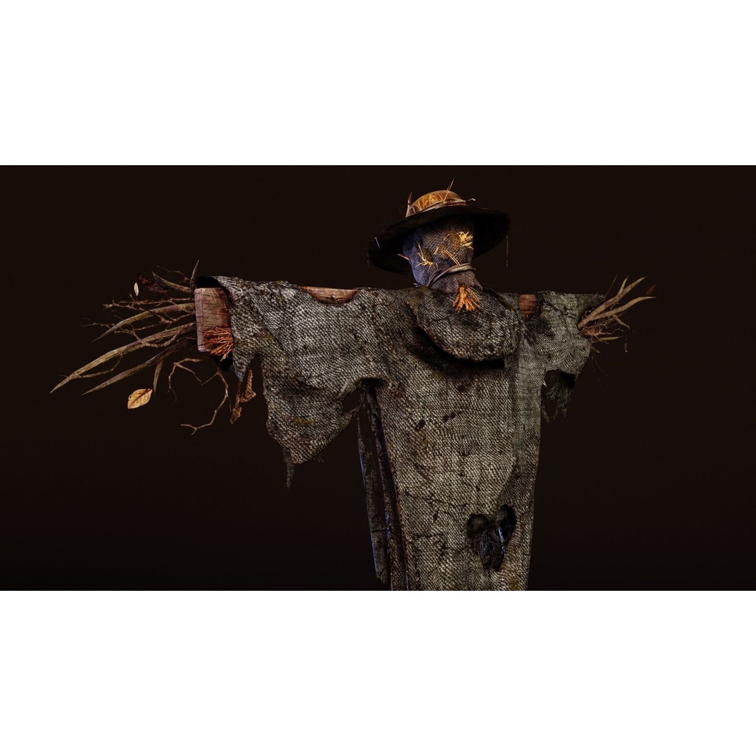 Scarecrow 3D Model – Low Poly Game Asset, PBR Textures, FBX - View 6