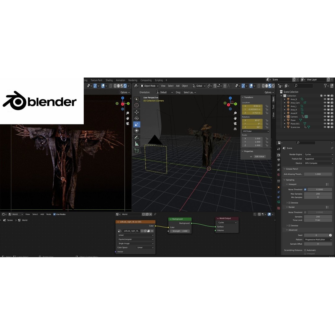 Scarecrow 3D Model – Low Poly Game Asset, PBR Textures, FBX - View 7