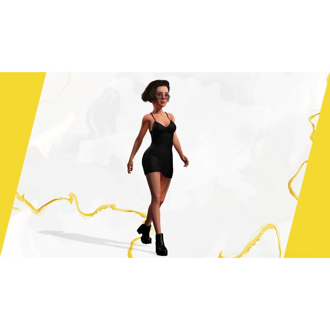Stylized Cartoon Woman 3D Model – Low Poly Rigged Character, FBX, Blender - View 10