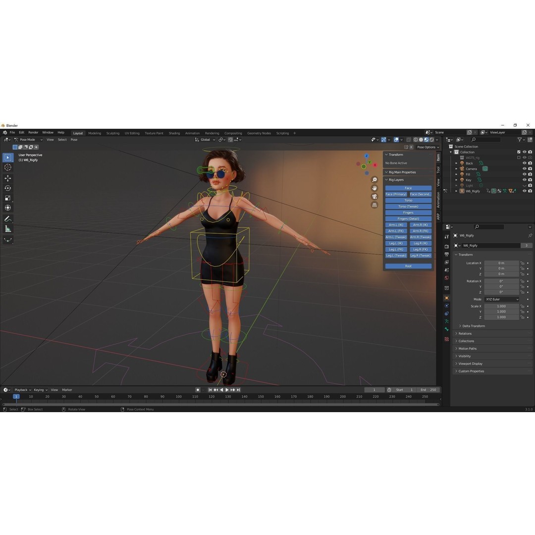 Stylized Cartoon Woman 3D Model – Low Poly Rigged Character, FBX, Blender - View 18