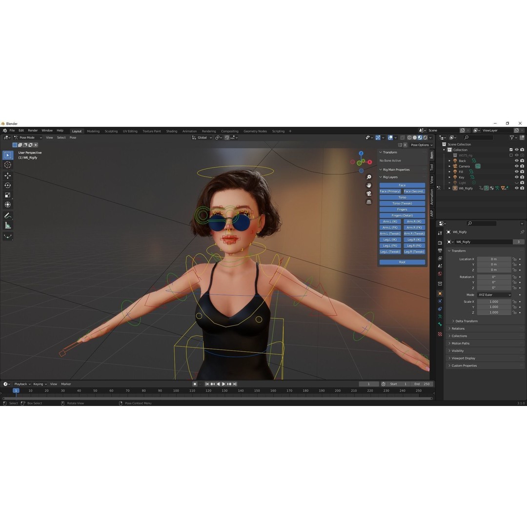 Stylized Cartoon Woman 3D Model – Low Poly Rigged Character, FBX, Blender - View 19