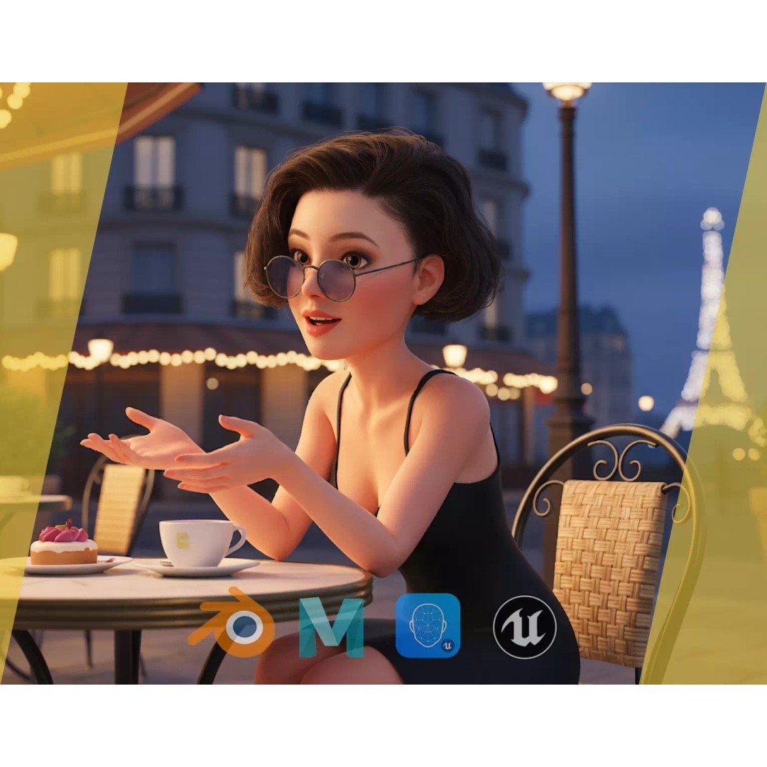 Stylized Cartoon Woman 3D Model – Low Poly Rigged Character, FBX, Blender - View 2