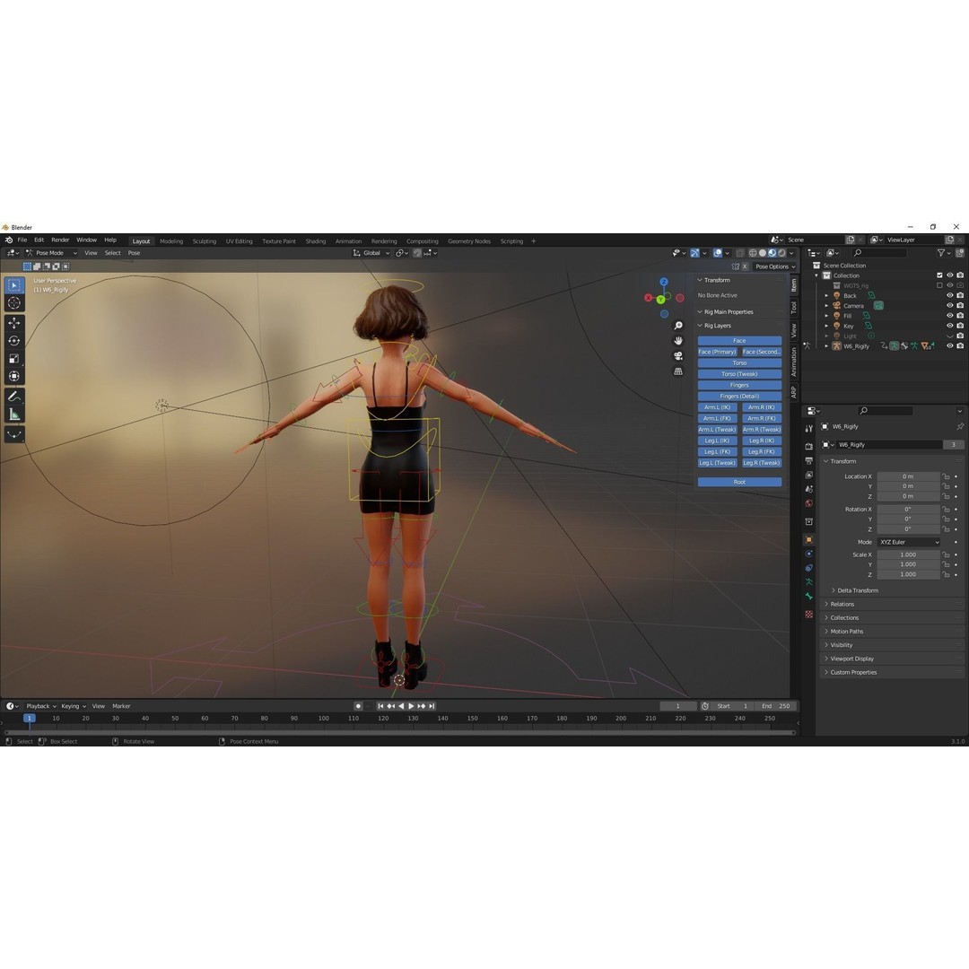 Stylized Cartoon Woman 3D Model – Low Poly Rigged Character, FBX, Blender - View 20