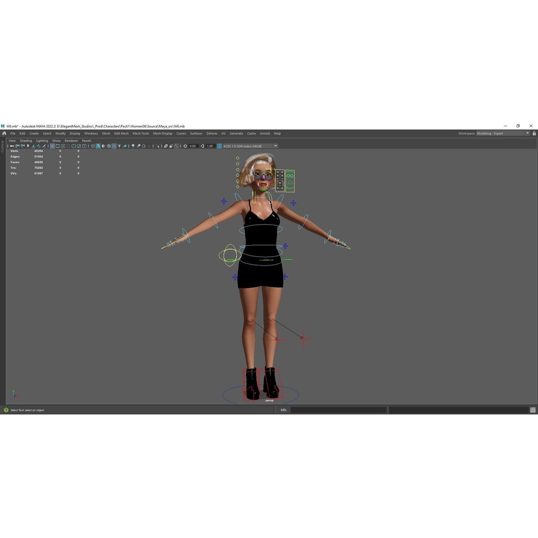 Stylized Cartoon Woman 3D Model – Low Poly Rigged Character, FBX, Blender - View 23
