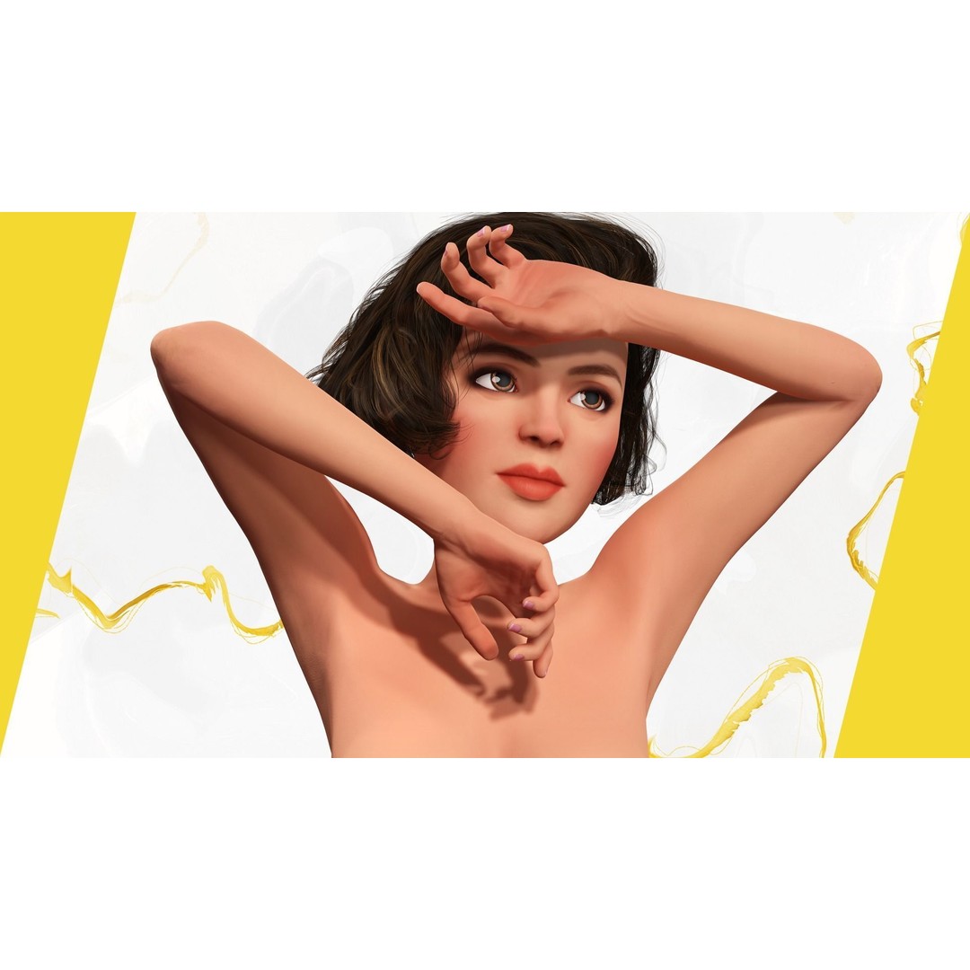 Stylized Cartoon Woman 3D Model – Low Poly Rigged Character, FBX, Blender - View 3