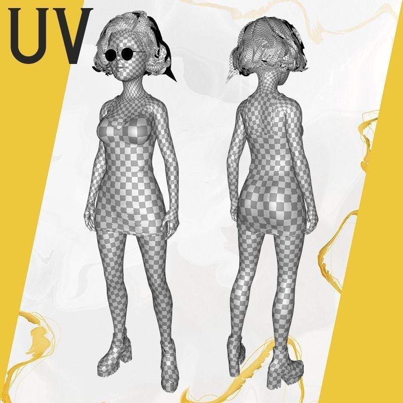 Stylized Cartoon Woman 3D Model – Low Poly Rigged Character, FBX, Blender - View 34
