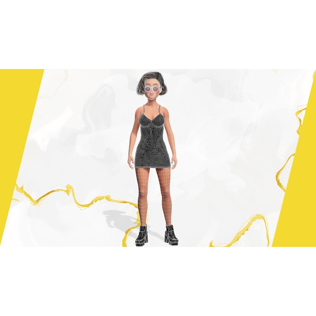 Stylized Cartoon Woman 3D Model – Low Poly Rigged Character, FBX, Blender - View 35