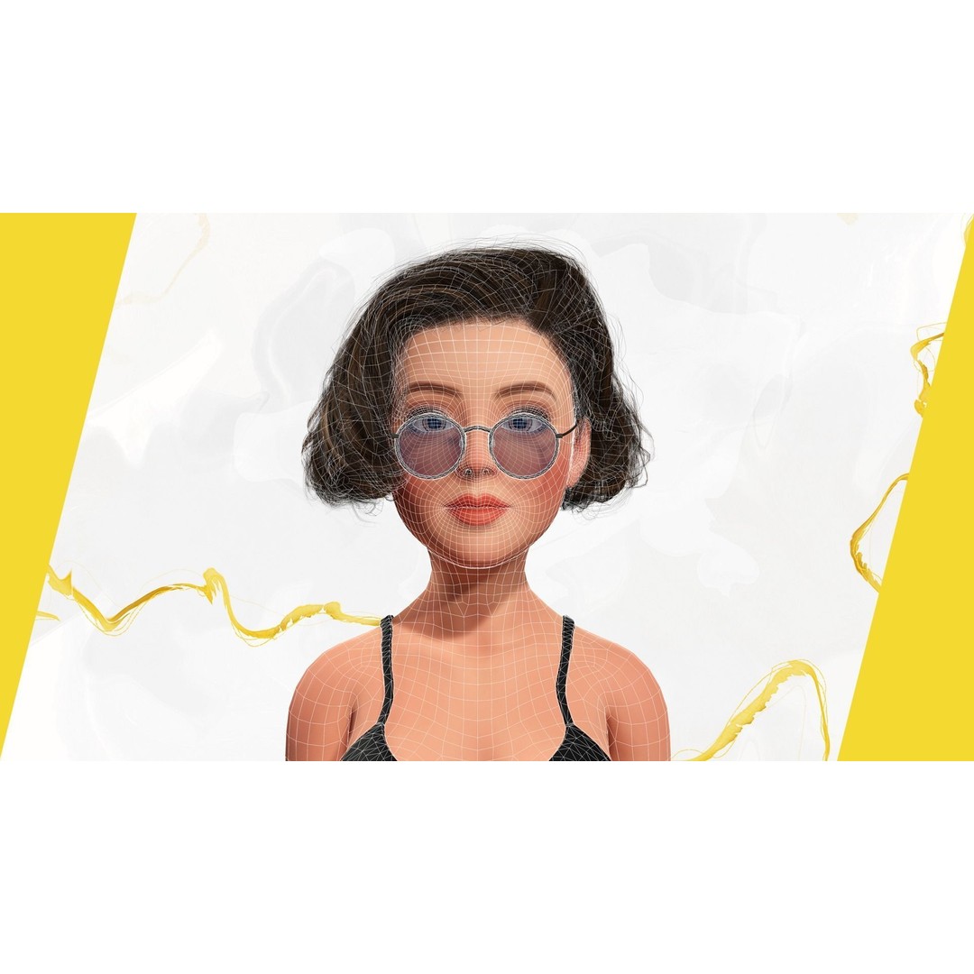 Stylized Cartoon Woman 3D Model – Low Poly Rigged Character, FBX, Blender - View 36