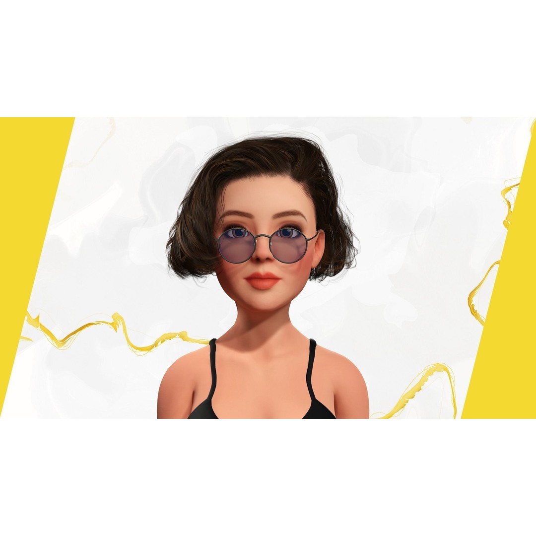 Stylized Cartoon Woman 3D Model – Low Poly Rigged Character, FBX, Blender - View 7