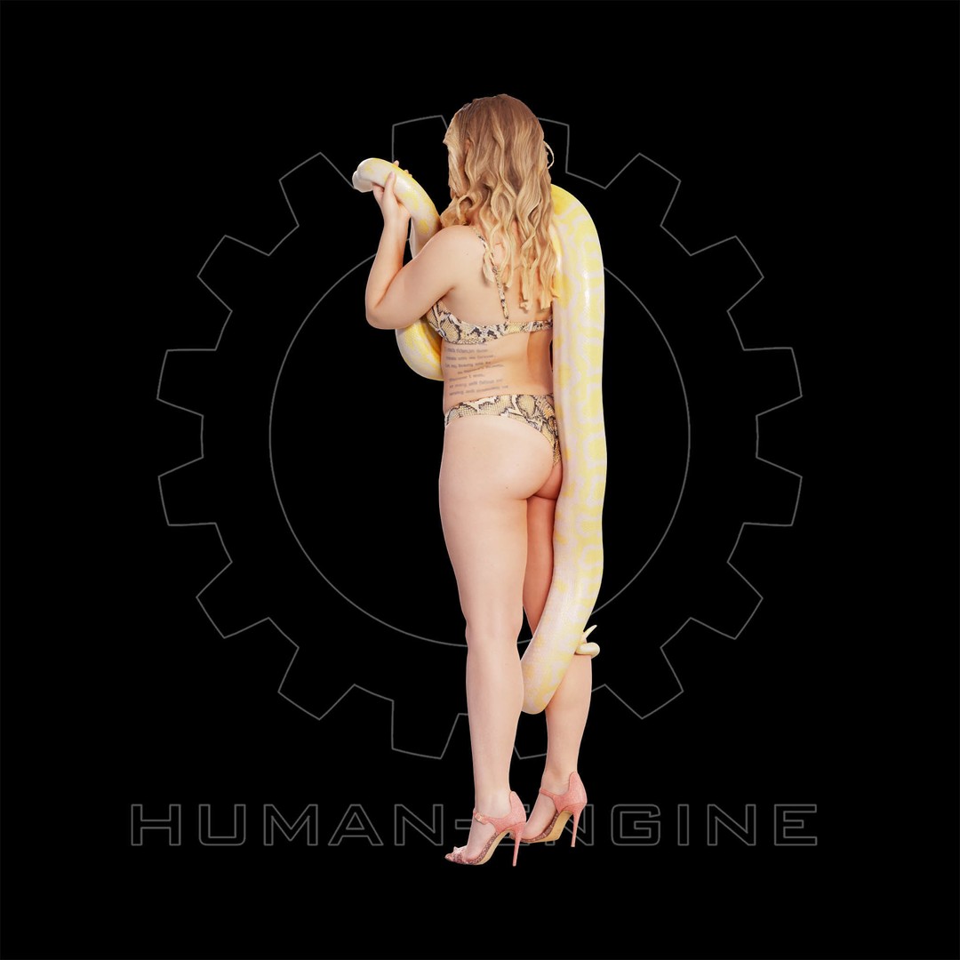 Female Scan 3D Model – Woman Holding Snake, Game Ready, PBR - View 13