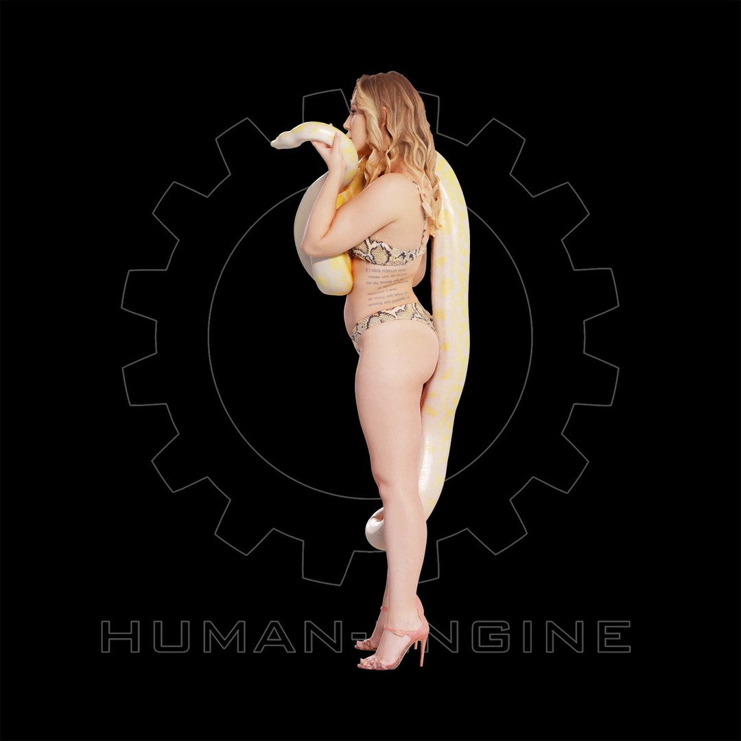 Female Scan 3D Model – Woman Holding Snake, Game Ready, PBR - View 15