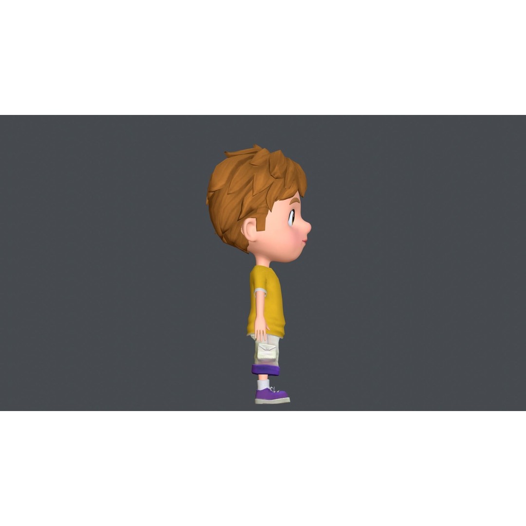 Kain Cartoon Boy Character 3D Model – Low Poly Rigged Asset, FBX, Blender - View 10