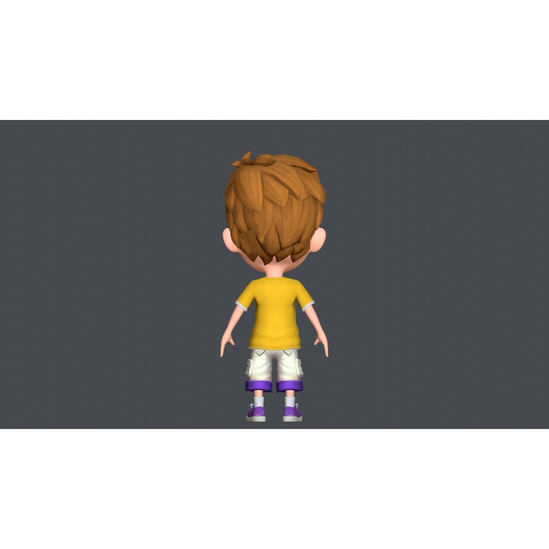 Kain Cartoon Boy Character 3D Model – Low Poly Rigged Asset, FBX, Blender - View 11