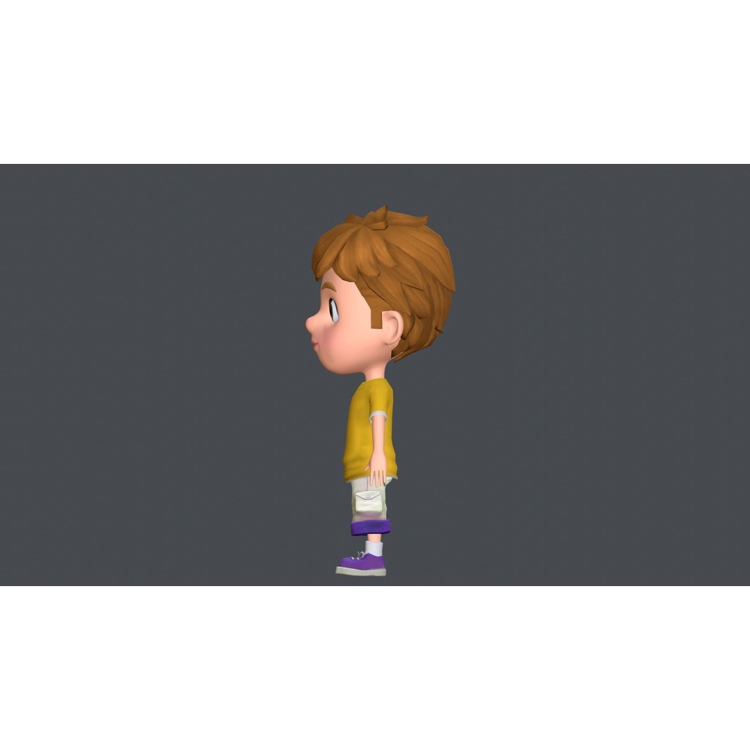 Kain Cartoon Boy Character 3D Model – Low Poly Rigged Asset, FBX, Blender - View 12