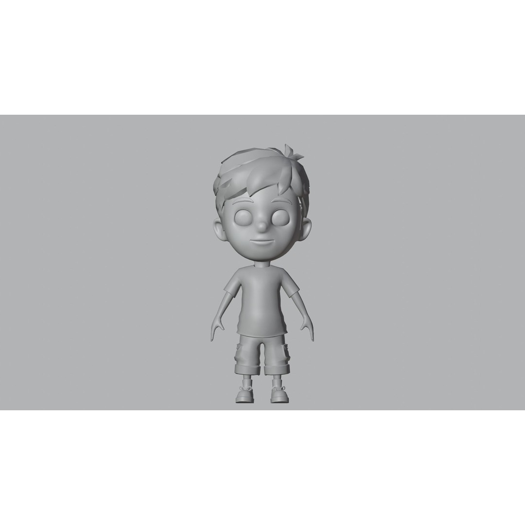 Kain Cartoon Boy Character 3D Model – Low Poly Rigged Asset, FBX, Blender - View 13