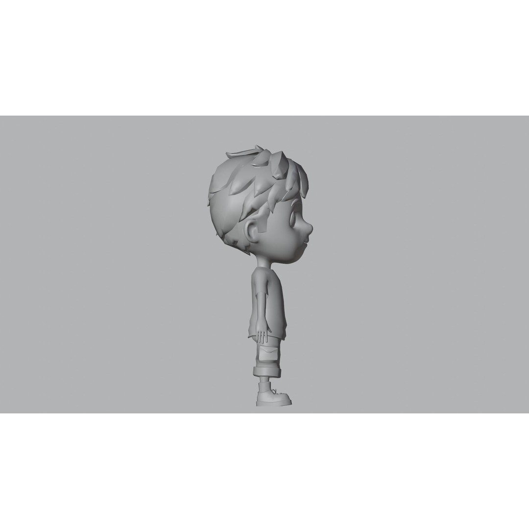 Kain Cartoon Boy Character 3D Model – Low Poly Rigged Asset, FBX, Blender - View 14