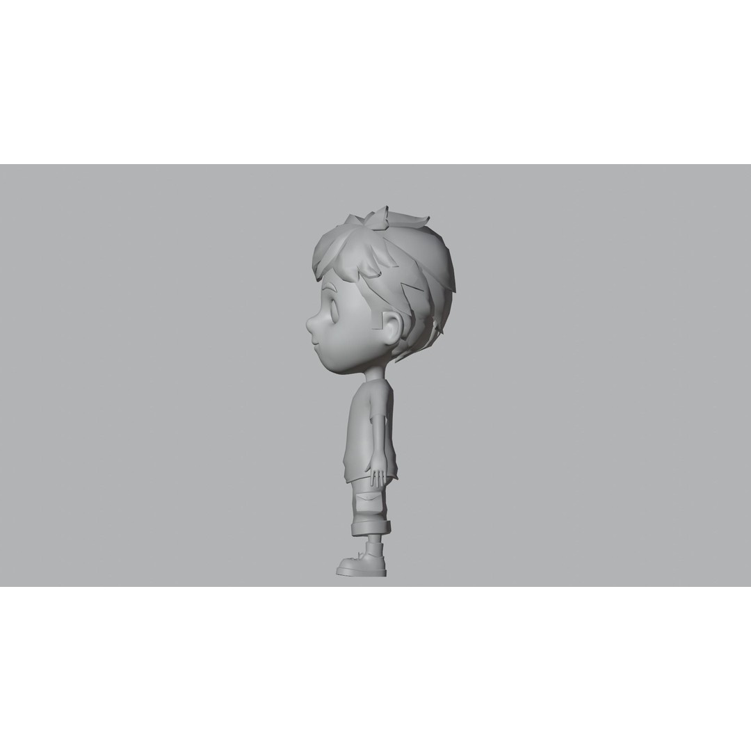 Kain Cartoon Boy Character 3D Model – Low Poly Rigged Asset, FBX, Blender - View 16