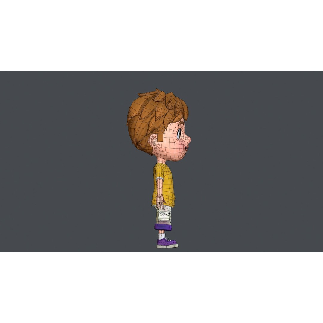 Kain Cartoon Boy Character 3D Model – Low Poly Rigged Asset, FBX, Blender - View 22