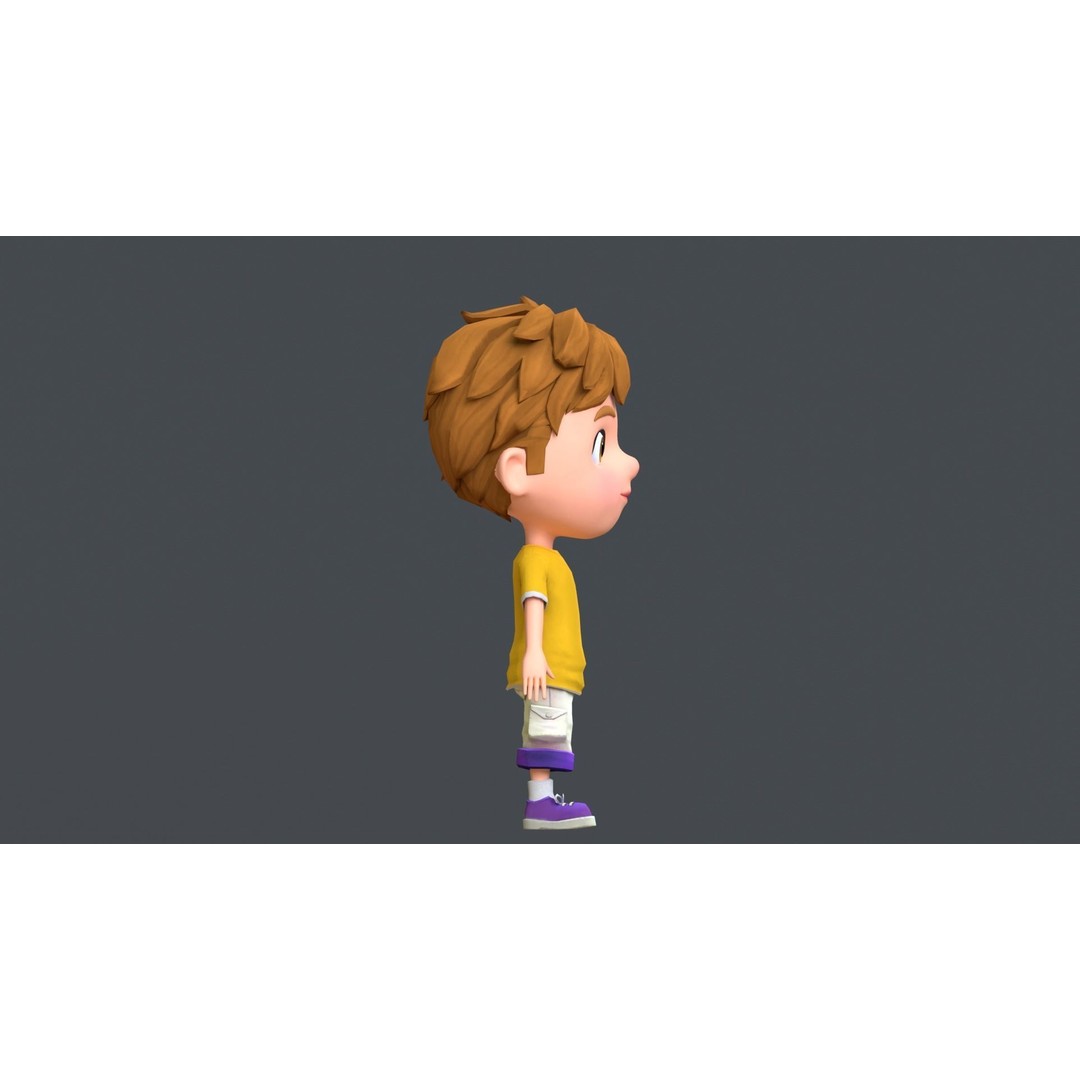 Kain Cartoon Boy Character 3D Model – Low Poly Rigged Asset, FBX, Blender - View 6