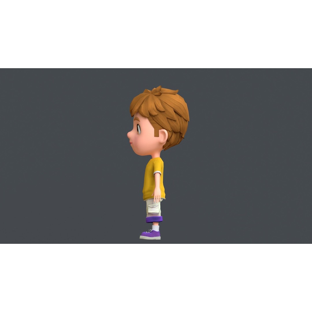 Kain Cartoon Boy Character 3D Model – Low Poly Rigged Asset, FBX, Blender - View 8