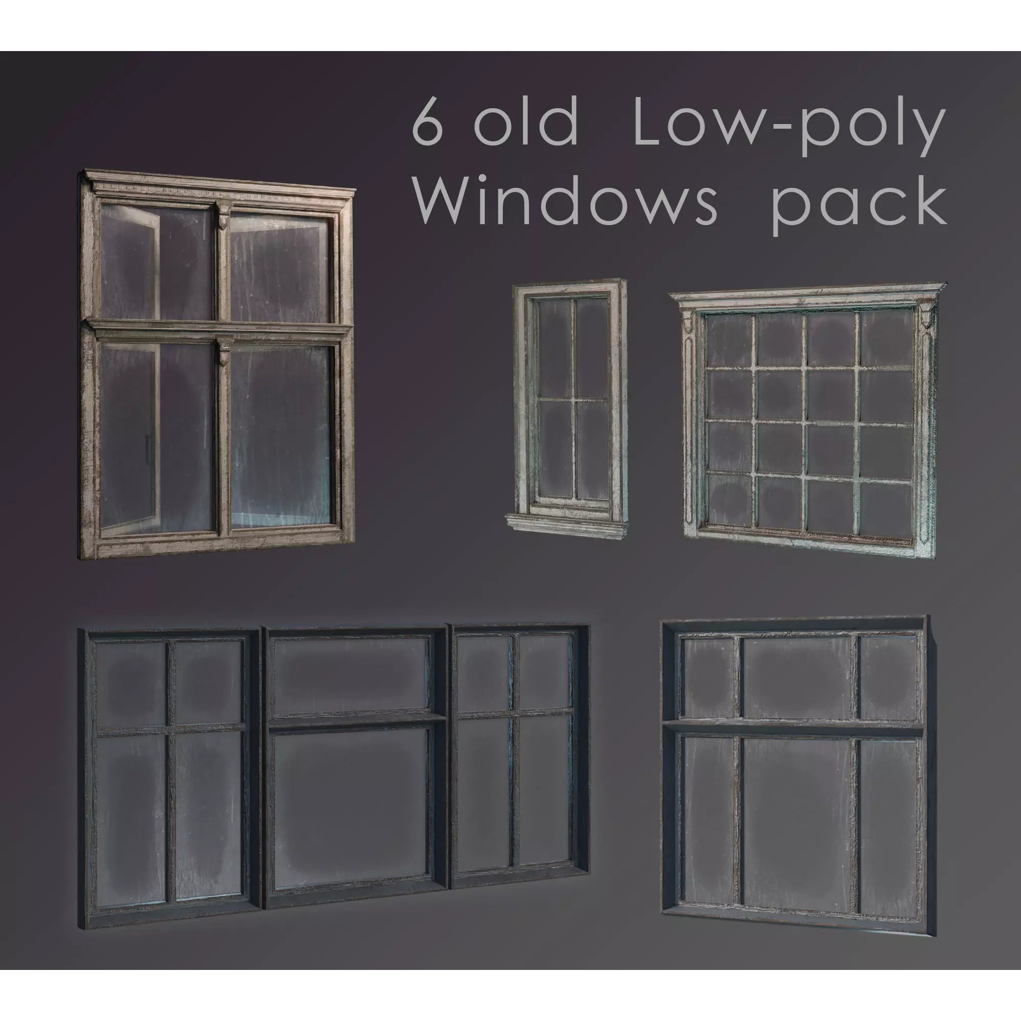 Old Windows Pack - Low-Poly Game-Ready 3D Model - View 2