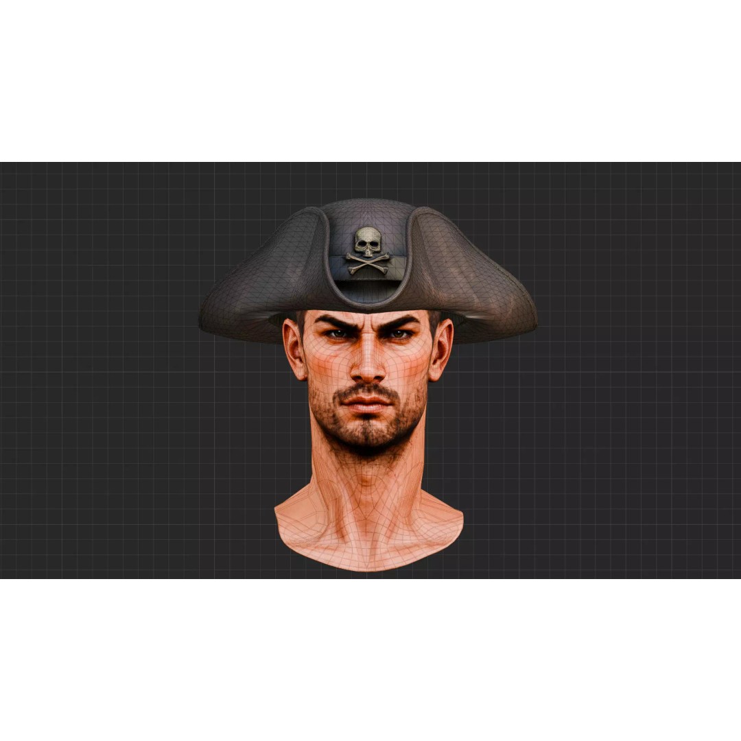 Pirate Captain 3D Model – Rigged Low-Poly Character, FBX - View 14