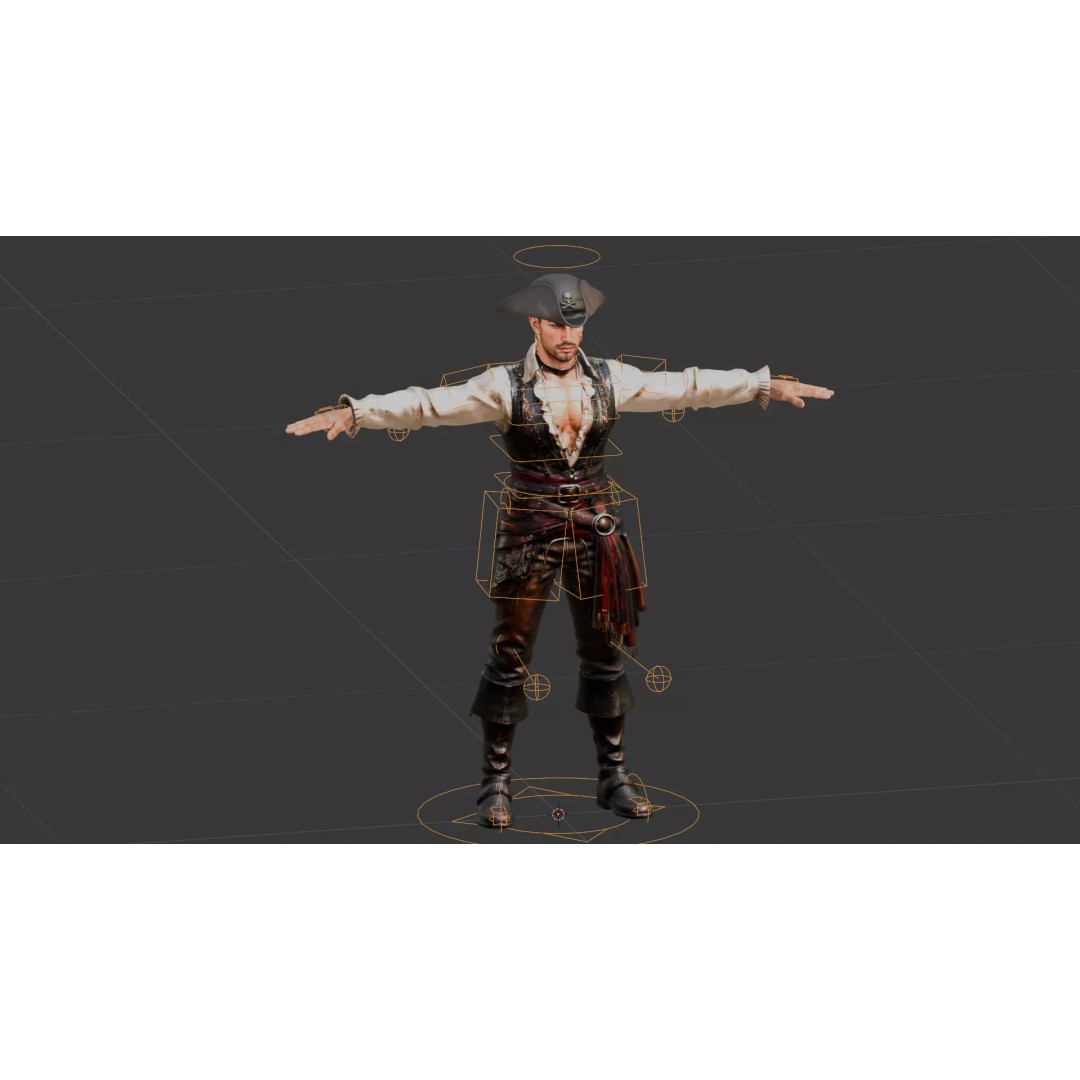 Pirate Captain 3D Model – Rigged Low-Poly Character, FBX - View 19