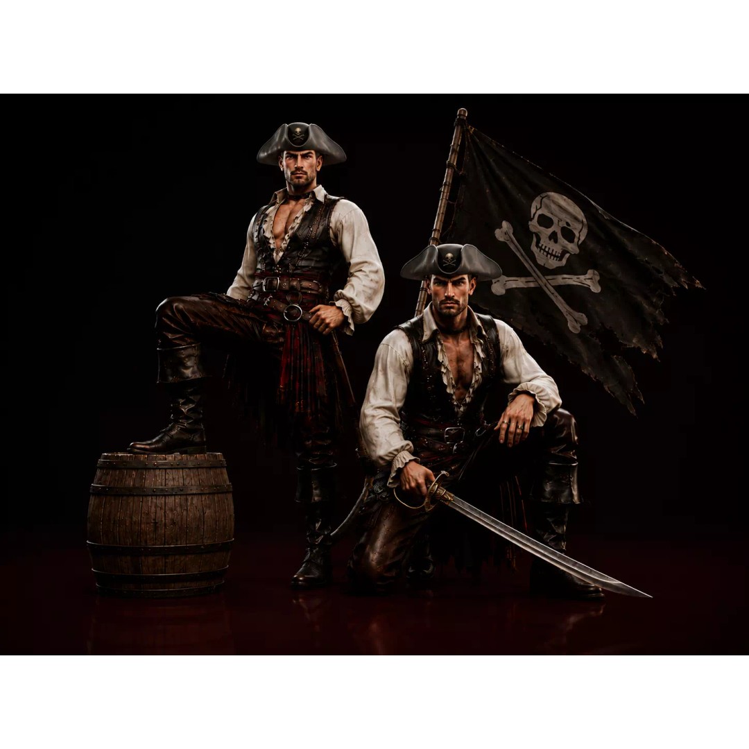 Pirate Captain 3D Model – Rigged Low-Poly Character, FBX - View 2