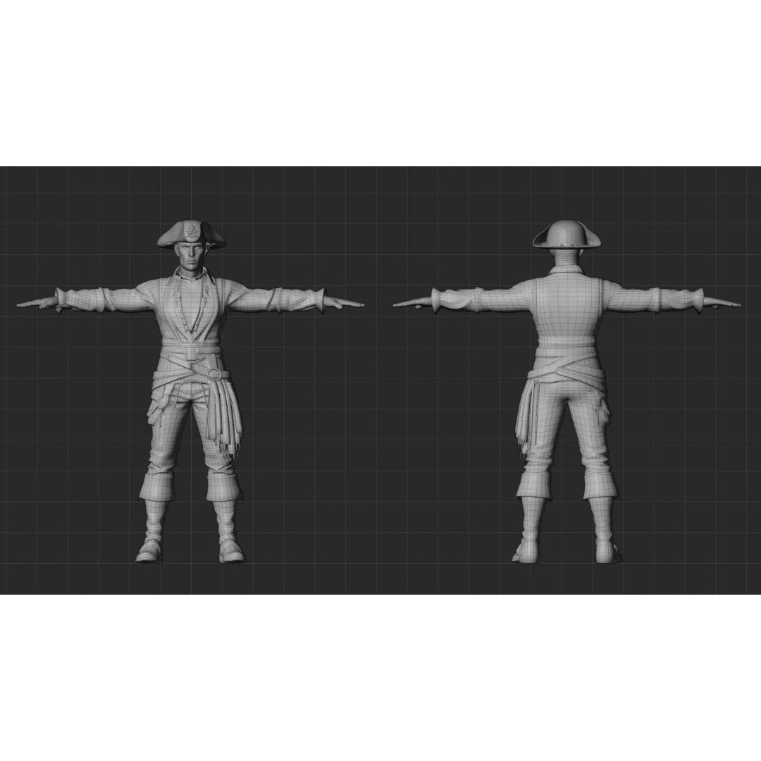 Pirate Captain 3D Model – Rigged Low-Poly Character, FBX - View 5