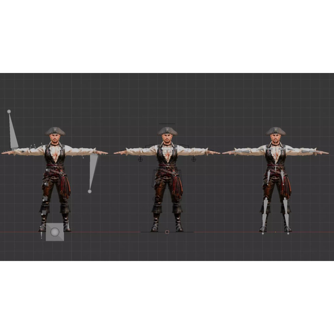 Pirate Captain 3D Model – Rigged Low-Poly Character, FBX - View 7