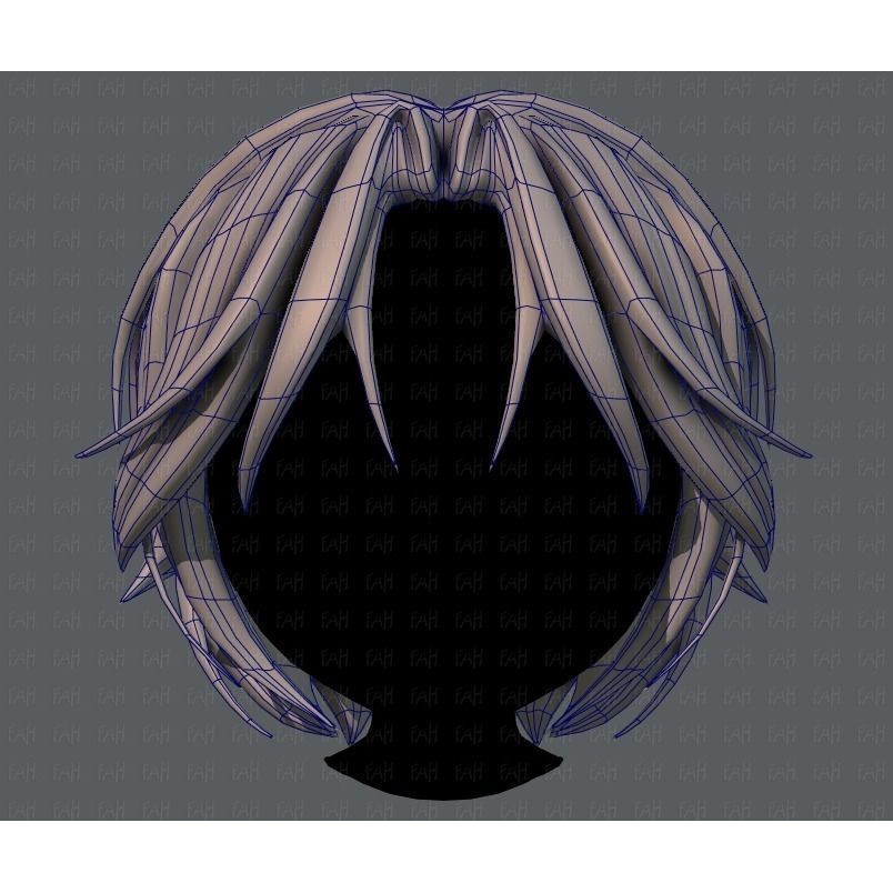 Boy Hair 3D Model – Low Poly Cartoon Style for Animation, FBX - View 11