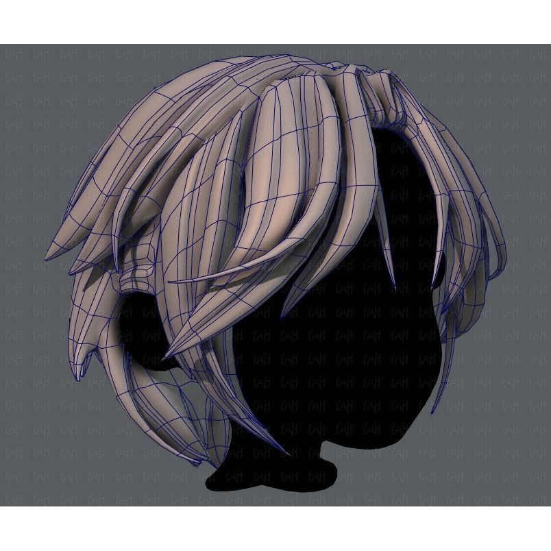 Boy Hair 3D Model – Low Poly Cartoon Style for Animation, FBX - View 12