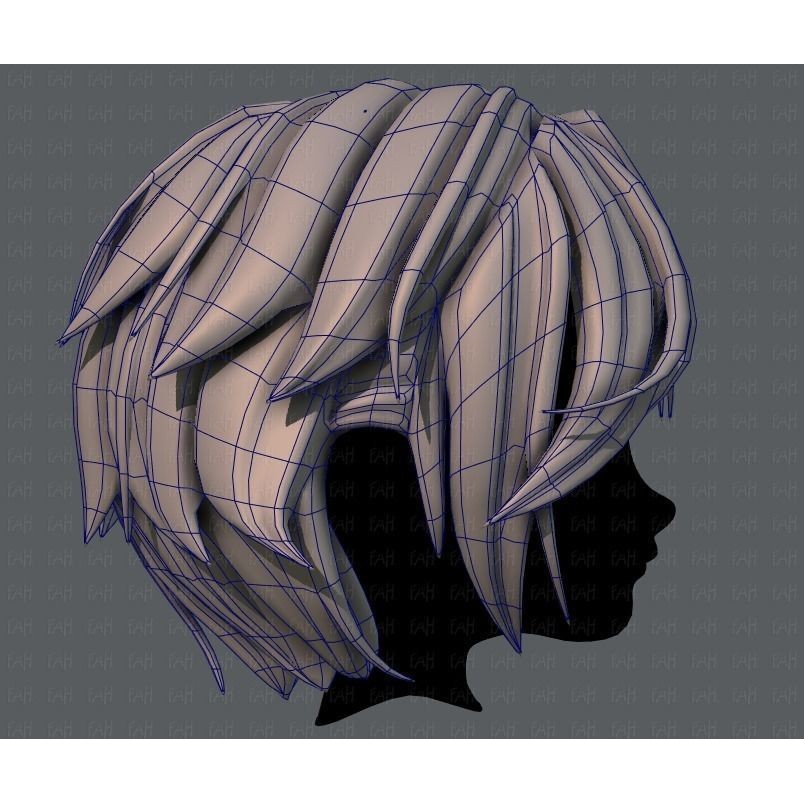 Boy Hair 3D Model – Low Poly Cartoon Style for Animation, FBX - View 13