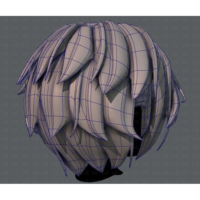 Boy Hair 3D Model – Low Poly Cartoon Style for Animation, FBX - View 14