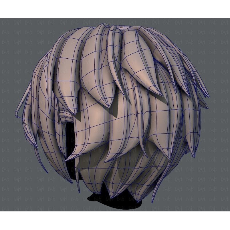 Boy Hair 3D Model – Low Poly Cartoon Style for Animation, FBX - View 16