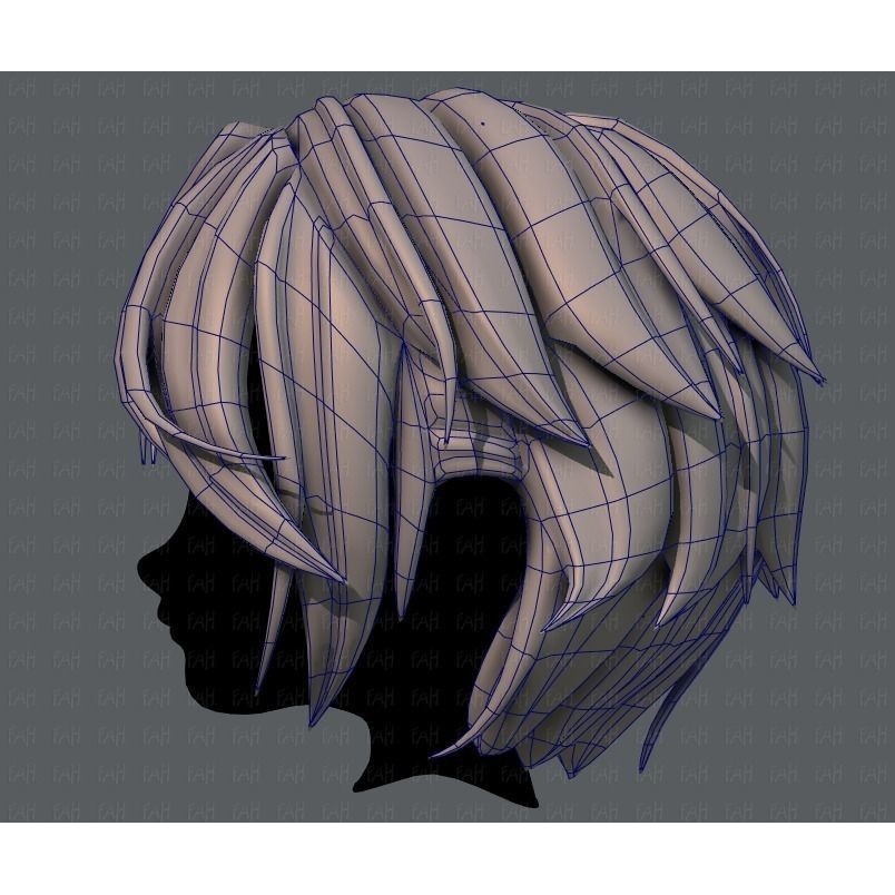 Boy Hair 3D Model – Low Poly Cartoon Style for Animation, FBX - View 17