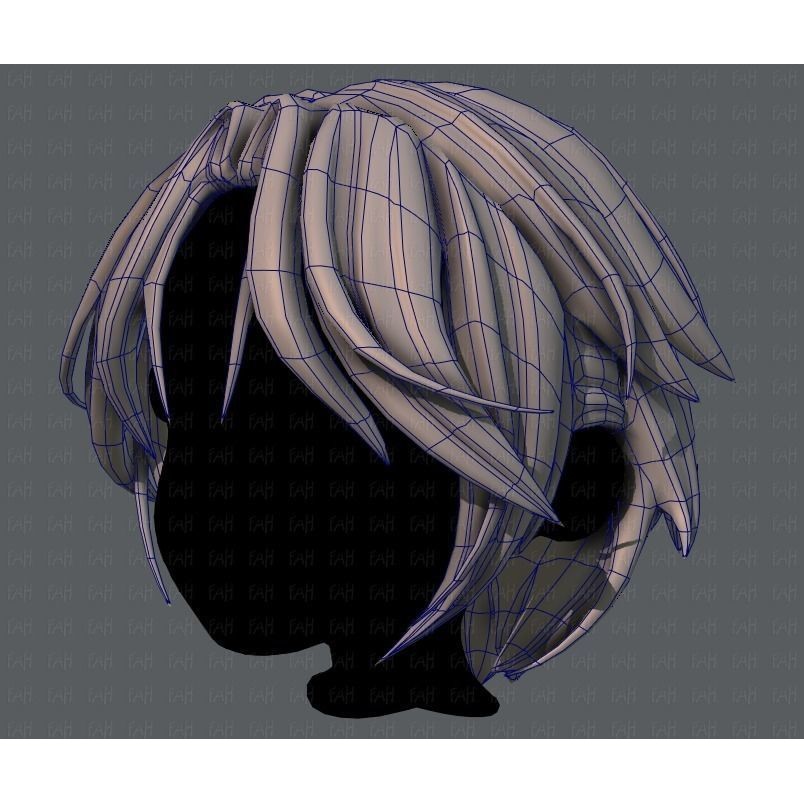 Boy Hair 3D Model – Low Poly Cartoon Style for Animation, FBX - View 18