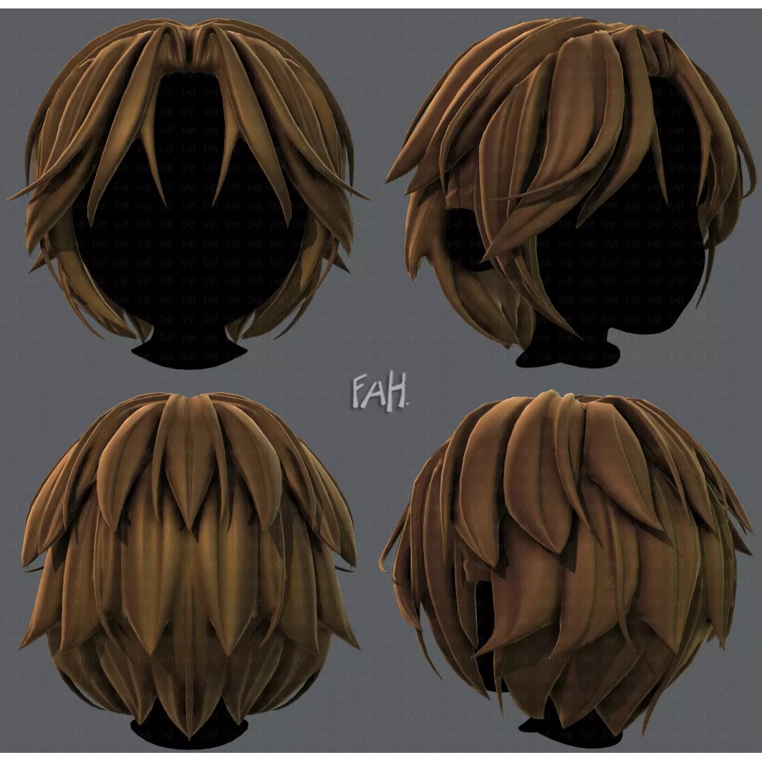 Boy Hair 3D Model – Low Poly Cartoon Style for Animation, FBX - View 2