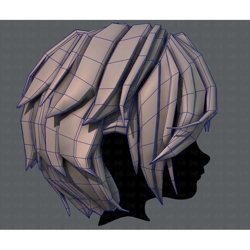 Boy Hair 3D Model – Low Poly Cartoon Style for Animation, FBX - View 29
