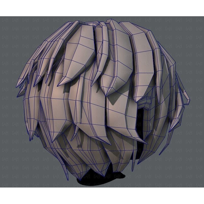 Boy Hair 3D Model – Low Poly Cartoon Style for Animation, FBX - View 30