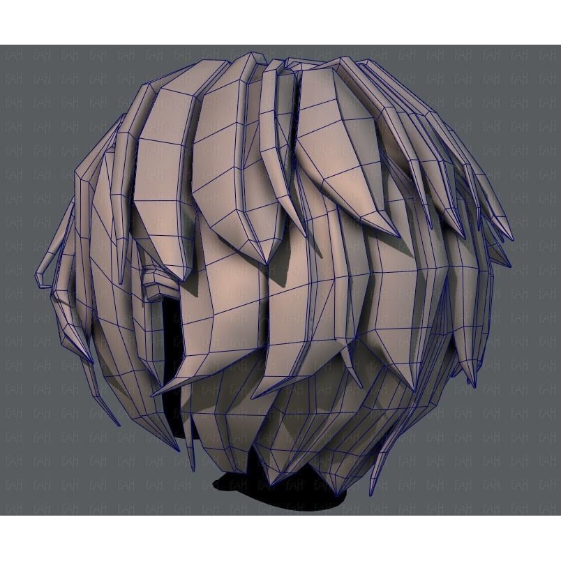 Boy Hair 3D Model – Low Poly Cartoon Style for Animation, FBX - View 32