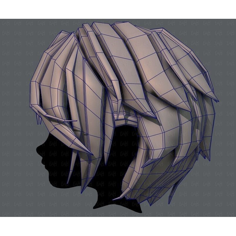 Boy Hair 3D Model – Low Poly Cartoon Style for Animation, FBX - View 33