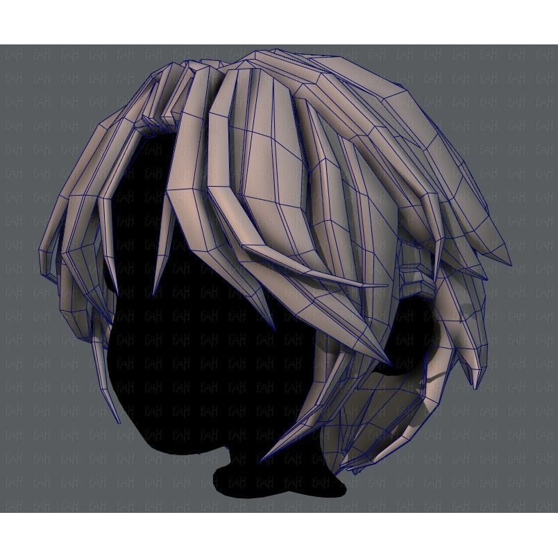 Boy Hair 3D Model – Low Poly Cartoon Style for Animation, FBX - View 34