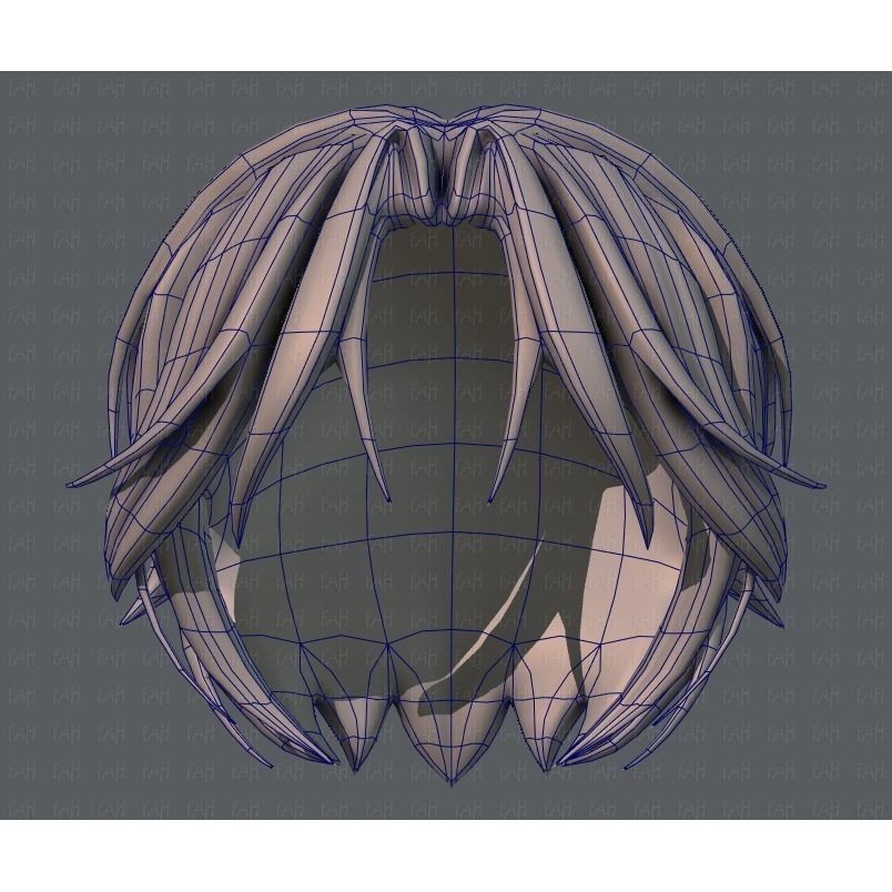 Boy Hair 3D Model – Low Poly Cartoon Style for Animation, FBX - View 40