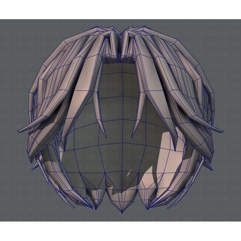 Boy Hair 3D Model – Low Poly Cartoon Style for Animation, FBX - View 42