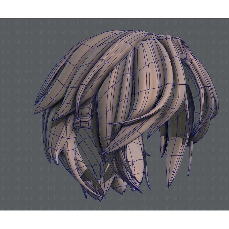 Boy Hair 3D Model – Low Poly Cartoon Style for Animation, FBX - View 44