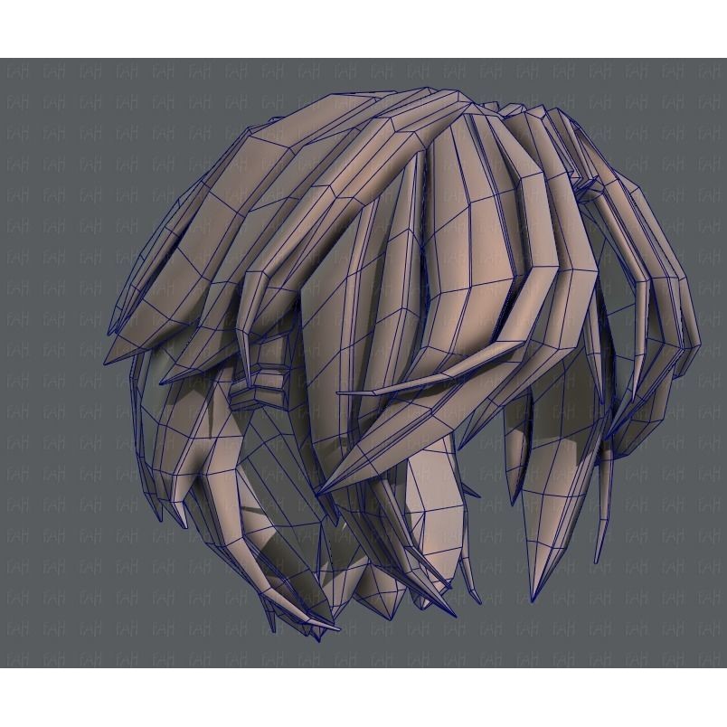 Boy Hair 3D Model – Low Poly Cartoon Style for Animation, FBX - View 46