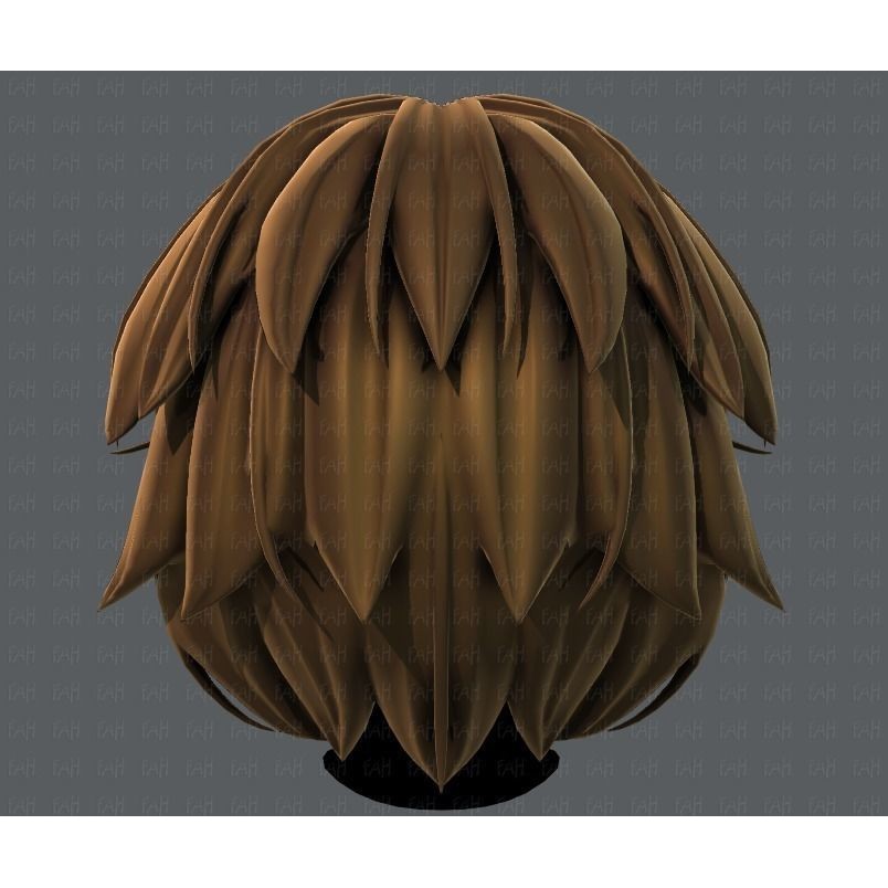 Boy Hair 3D Model – Low Poly Cartoon Style for Animation, FBX - View 7