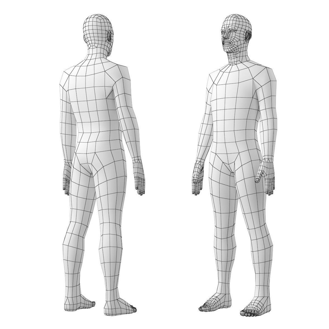 Natural Male and Female Base Mesh 3D Model – Low Poly Character Asset, FBX